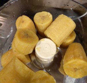 Plantains in food processor