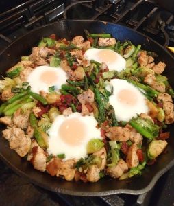 Chicken, Bacon, Asparagus, & Brussels Sprouts Skillet